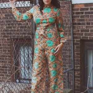 Vintage Pants - TRUE VINTAGE 1960s/70s Quilted Patterned Jumpsuit Vintage Pants - TRUE VINTAGE 1960s/70s Quilted Patterned Jumpsuit